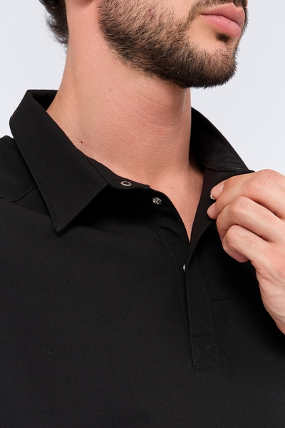 6-82-15-1 Рубашка муж. (Curly, кор.рук, кн) (65 Rich black, XS (44 размер), 182 (Long))