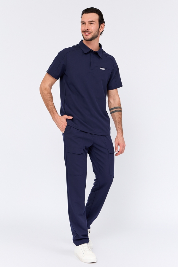 6-82-15-1 Рубашка муж. (Curly, кор.рук, кн) (28 Sapphire, 5XL (60 размер), 182 (Long))