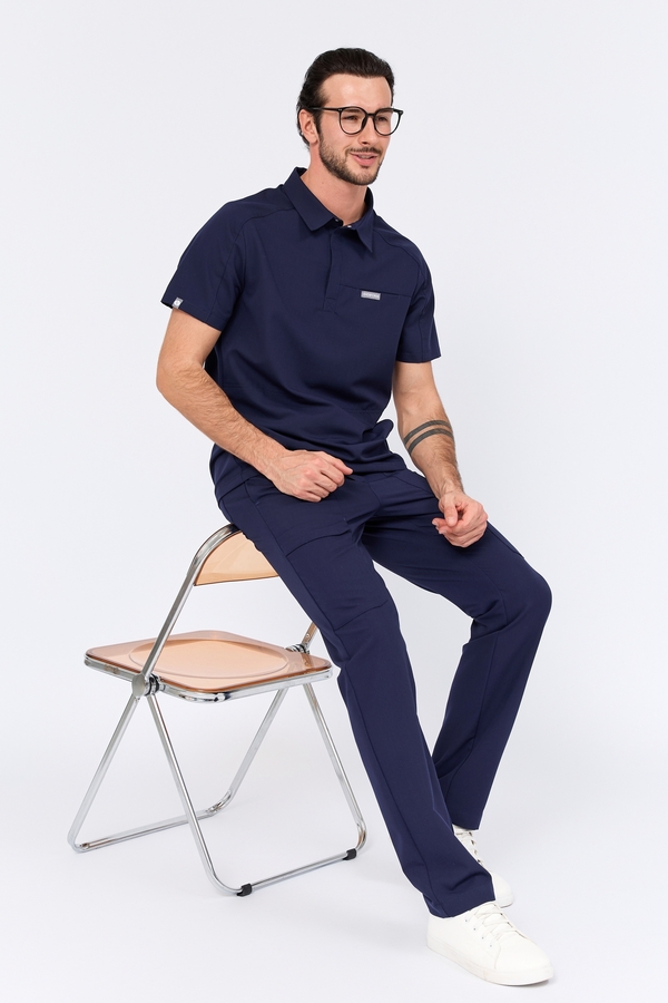 6-82-15-1 Рубашка муж. (Curly, кор.рук, кн) (28 Sapphire, 5XL (60 размер), 182 (Long))