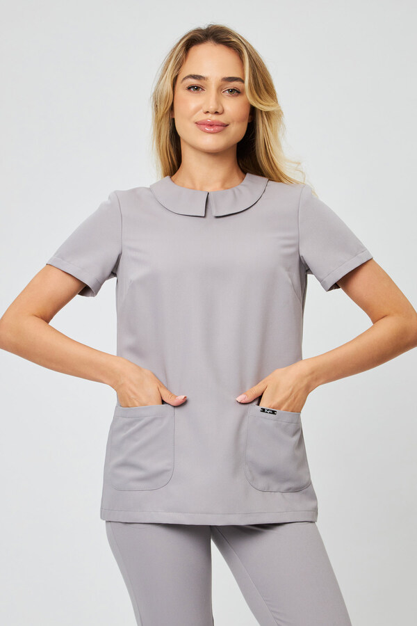 3-98-21-1 Блуза жен. (Kiara, кор.рук, пуг) (34 Grey pearl, 54 размер, 170-176)