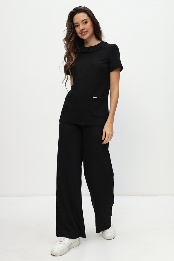 3-98-21-1 Блуза жен. (Kiara, кор.рук, пуг) (65 Rich black, 46 размер, 170-176)