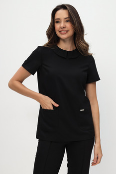 3-98-21-1 Блуза жен. (Kiara, кор.рук, пуг) (65 Rich black)