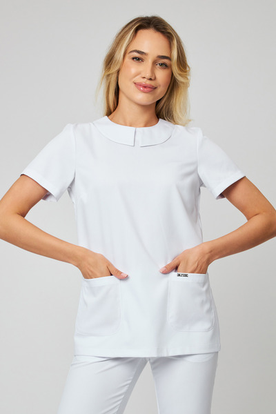 3-98-21-1 Блуза жен. (Kiara, кор.рук, пуг) (0 Blanc de blanc, 44 размер, 170-176)