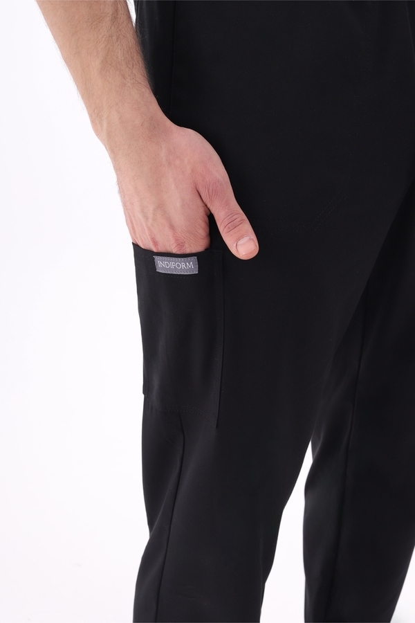 1-50-15-0 Брюки муж. (Curly, джоггеры, шнур) (65 Rich black, 2XL (54 размер), 182 (Long))