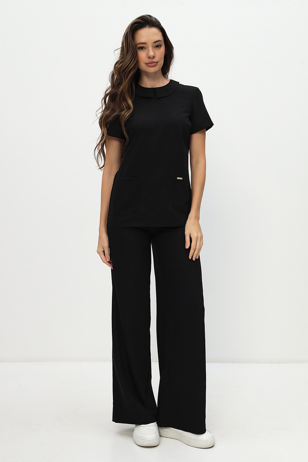 3-98-21-1 Блуза жен. (Kiara, кор.рук, пуг) (65 Rich black, 42 размер, 170-176)